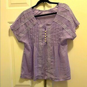 Lavender Lace Trim Blouse large darker picture lavender truer L 24 chest 40